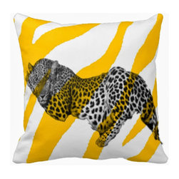 Tomova Jai Designs - Leopard Covered Zebra Decorative Pillow - Decorative Pillows