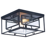 Maxim - Era 2-Light Ceiling Lamp in Black with Seedy Glass/Shade - Geometric metal frames finished in Black support panes of clear Seedy glass  provides for a refined restoration look.   Add vintage bulbs (not included) to complete the authentic feel of this design.&nbsp