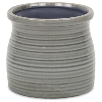 Gray Curved Ceramic Pot - Medium