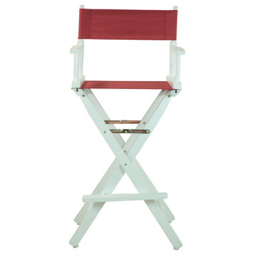30" Director's Chair With White Frame, Burgundy Canvas