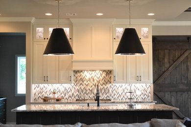 Inspiration for a transitional dark wood floor kitchen remodel in Other with granite countertops