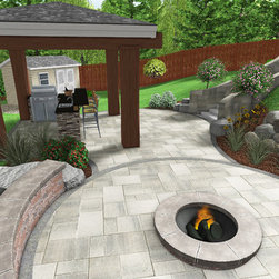 Patio - Pavilion - Fire Pit - Bar - Landscape Package - Fire Pits