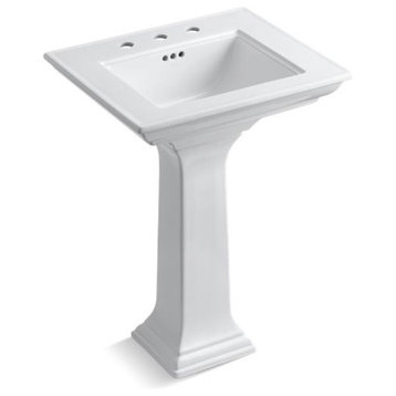 Memoirs Pedestal Lavatory With Stately Design and 8" Centers, White