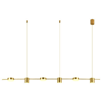MIRODEMI® Séranon Minimalistic Black/Gold Pendant Lamp, Gold, L55.1"