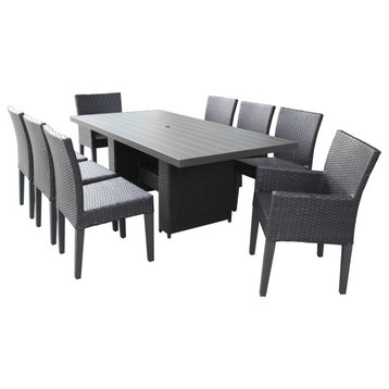 Barbados Rectangular Patio Dining Table,6 Armless Chairs,2 Chairs,Arms Espresso