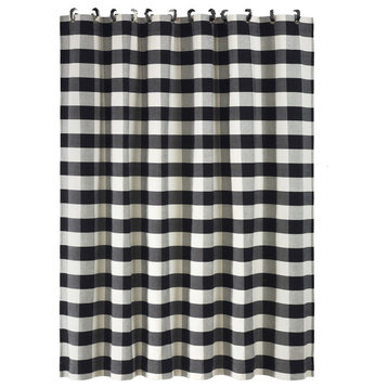 Camille Buffalo Check Shower Curtain, 72"x72", Black, 1 Piece