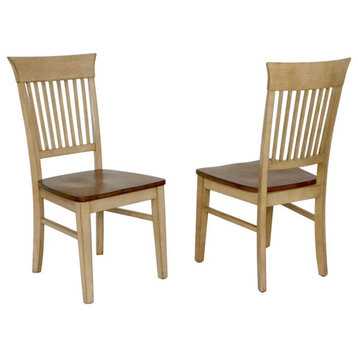 Sunset Trading Brook 18" Wood Fancy Slat Dining Chairs in Cream (Set of 2)