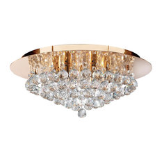 Searchlight Hanna 6 Light Semi Flush Ceiling Light, Gold Finish