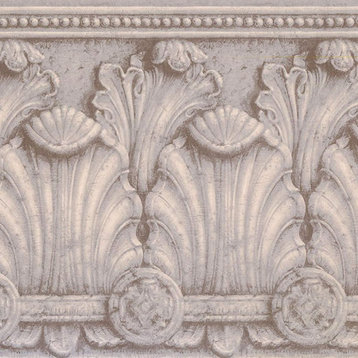 Victorian Elegant Wallpaper Border Gray White 13.5"x15' DK1148B