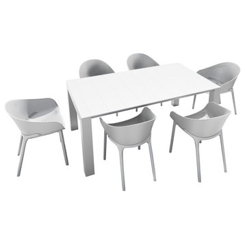 Compamia Sky Extendable 7-Piece Dining Set, White