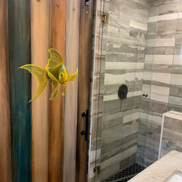 Koi Fish Master Bathroom Sliding Barn Door