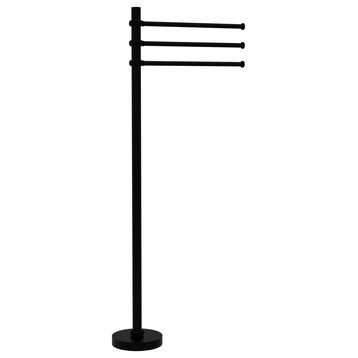 Towel Stand with 3 Pivoting 12" Arms, Matte Black