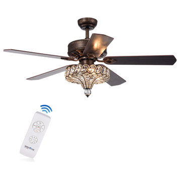 Pilette 52-Inch Ceiling Fan with Crystal Shade (Remote Controlled)