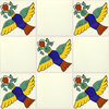 Handmade Tierra y Fuego Ceramic Tile, Colorful Bird, Set of 9