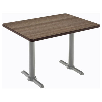 KFI Mode 30" x 48" Conference Table - Teak - Silver T Base - Bistro Height