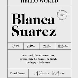 Personalized Birth Print 'Hello World' - Kids Wall Decor