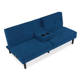 Modern Futon Sofa, Armless Design With Cupholders and Charging Station -  Midcentury - Futons - by Decorn | Houzz