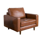 Hammond Mid-Century Top Grain Leather Armchair, Camel