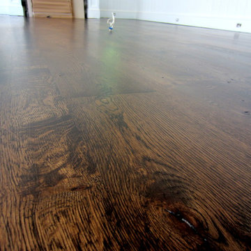 AMAGANSETT: 10" COUNTRY GRADE WHITE OAK INSTALLED, FINISHED W EBONY/ESPRESSO MIX