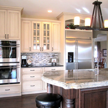 Cream painted cabinets with glaze