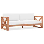 Meridian Furniture - Anguilla Waterproof Fabric Upholstered Outdoor Sofa, Off White - Bring home this Anguilla teak outdoor sofa to complete the look of your outdoor entertaining area. This resort like sofa is stylish and comfortable, making it perfect for entertaining or peacefully relaxing in the comfort of nature. Made from teak with a natural finish and off white water resistant fabric, this sofa is resistant to rot and pests, so it weathers the outdoors with ease. Pair the sofa with more Anguilla items for a casual and serene look outside.