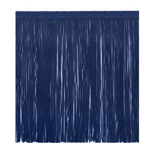 Passamaneria Decorativa Blu Navy Con Frangia A Loop E Bordo Smerlato, Larghezza 4 Cm, Venduta Al Metro, Per Cuscini E Tende
