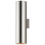 Maxim Lighting - Maxim Lighting Outpost 60W 2-Light 22" Outdoor Sconce, Aluminum - Classic cylinder up and down lights provide directional light without glare. Available in 3 sizes with both incandescent and LED versions. Available in Architectural Bronze, Aluminum, or Black.