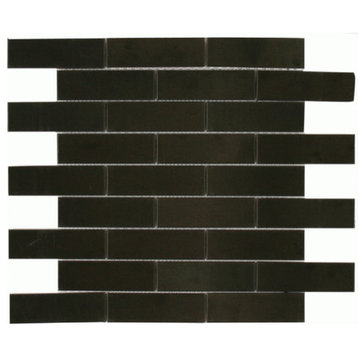 Bologna Stainless Steel Brushed 1 X 4 Metal Tile for Floor Wall and more, Black