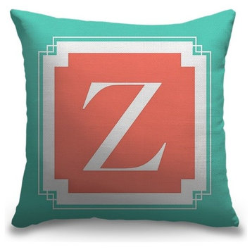 "Letter Z - Stroke Border" Outdoor Pillow 18"x18"