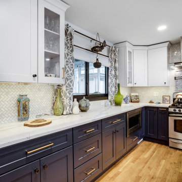 Eclectic White and Blue Kitchen Design Fairfax, VA