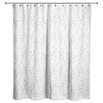Light Gray Eucalyptus Pattern 71x74 Shower Curtain