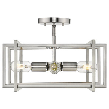 Golden Lighting 6070-SF PW-PW Tribeca Semi-Flush, Pewter With Pewter Accents