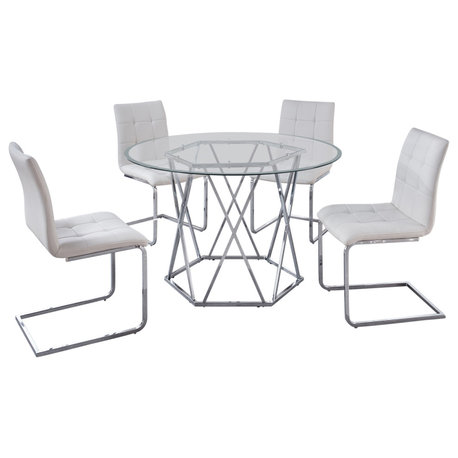 Escondido 5-Piece Dining Set, White