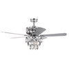 52, Indoor Chrome Reversible Ceiling Fan With Diamond Shaped Crystal Light Kit