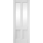 JELD-WEN - Deco 4-Panel Glazed White Primed Interior Door, 83.8x198.1 cm - The Deco 4-Panel Glazed White Primed Interior Door maximises light transfer between rooms, thanks to its large toughened glass panel. Measuring 83.8 by 198.1 centimetres, this door boasts a bold panel design and a white primed finish. Jeld-Wen is driven by sustainability, innovation and efficiency, offering an extensive range of windows, doors and stairs to enhance your home.