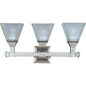 Brentwood 3-Light Bath Vanity Sconce, Satin Nickel, Frosted