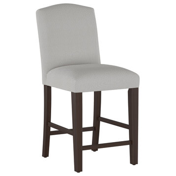 Janet Camel Back Counter Stool, Oxford Stripe Charcoal