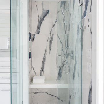 Modern Beachy Blue Primary Bathroom