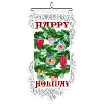 Happy Holiday 12"x21" Wall Hanging, White