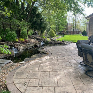 Backyard Patio, Koi Pond, and Raised Garden