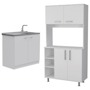Home Square 2-Piece Set with Utility Sink with Cabinet and 95 Pantry Cabinet