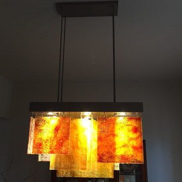 ONTEMPORARY ART GLASS CHANDELIER, PLISS`E CHANDELIER by GALILEE LIGHTING