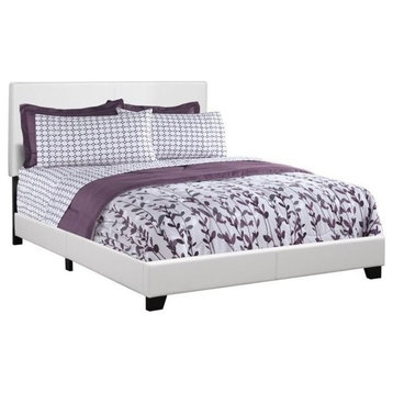 Pemberly Row Modern Faux Leather Upholstered Queen Bed in White
