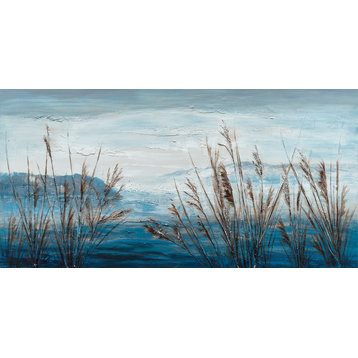 "Plants by the Water II" Hand Painted Canvas Art, 55"x27.5"