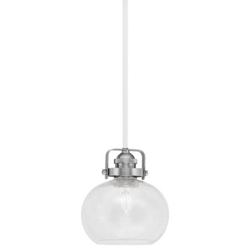 Easton Mini Pendant White & Brushed Nickel Finish With 7" Clear Bubble