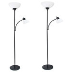 Simple Designs Home - Lf2000-Blk Mother-Daughter Floor Lamp With Reading Light, Black, Pack of 2 - Simple Designs Home LF2000-BLK Mother-Daughter Floor Lamp with Reading Light 71 x 20.47 x 11.35 inches, Black, Painted Finish. White Plastic Shades. Some assembly required