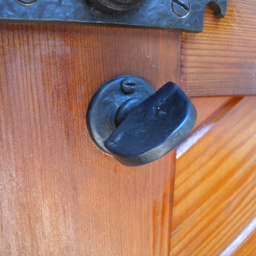 Arch Wooded Brick Framed Gate - Bronze Gate Hardware