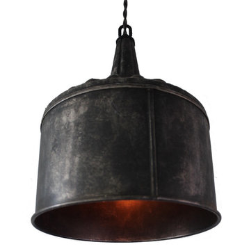 Large steel funnel pendant light, Black Steel