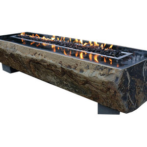 Outdoor Greatroom Grey Key Largo Linear Gas Fire Pit Table