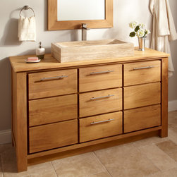 60" VENICA TEAK VESSEL SINK VANITY - Bathroom Vanities And Sink Consoles